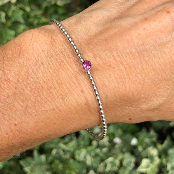 Dainty Garnet and Silver Bracelet - Picture 10 of 10
